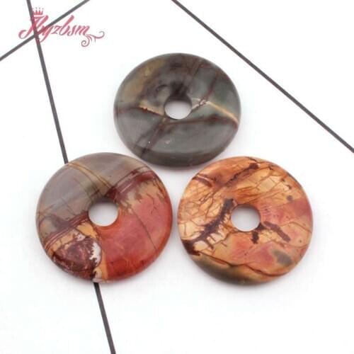 30mm Donut Rings Picasso Jaspers Natural Stone Beads For DIY Necklace Bracelet Pendant Jewelry Making Spacer 1 Pcs Free Shipping