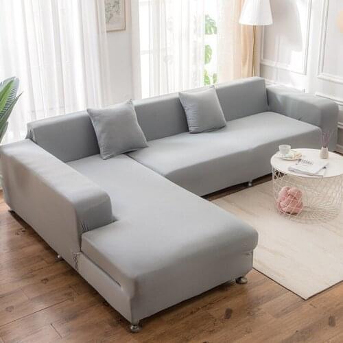 Solid Color Sofa Covers for Living Room Polyester Modern Elastic Corner Couch Cover Slipcovers Chair Protector 1/2/3/4 Seater