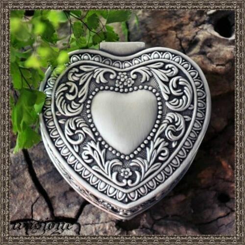 Heart Type Vintage Jewellery Case Fashion Jewelry Box Zinc-alloy Metal Boxs Trinket Holder for Girl Women Birthday Gift New Year