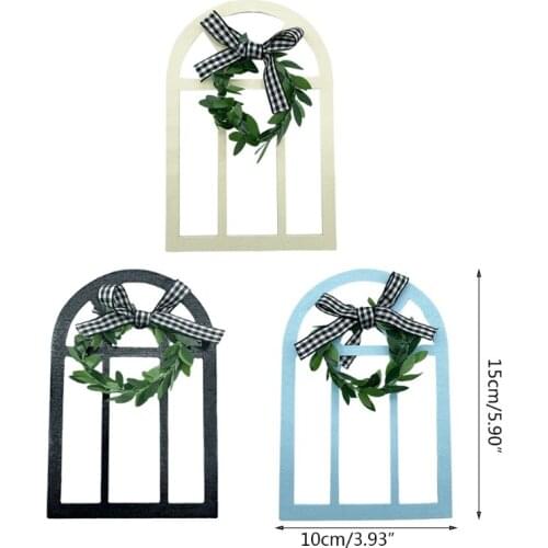 Wooden Farmhouse Window Tiered Tray Decoration Rustic Cathedral Arch Window Sign Shelf Spring Summer Stand Display