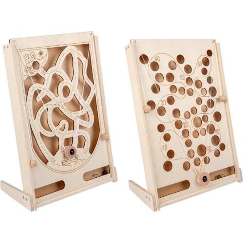Montessori Wood Maze with Marble Children Balance Family Table Board Game
