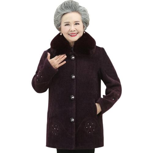 Middle-aged Womens Mink Bown Coat Winter Plus Velvet Keep warm Parkas 2020 New Female Jacket Femme Overcoat Plus Size 5XL A489