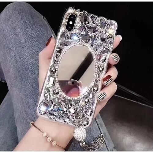 Bling Luxury Glitter Back Cover Diamond Decorated Rhinestone Mobile Phone Case With Mirror for iPhone 12 12Pro 12Pro Max 11 XR X