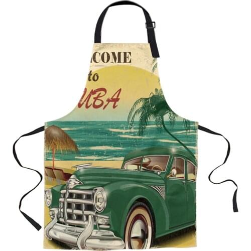 Retro Style Poster Cuba Aprons for Women Men Kid Cooking Baking Apron Kitchen Utility Equipment Accessories