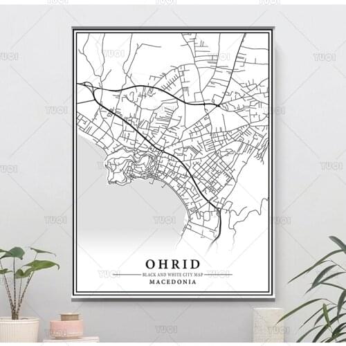 OHRID North Macedonia Map Canvas Poster