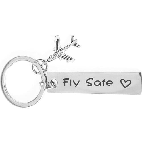 Oeinin Personalized Key Chain Fly Safe Simple Keychain Boy/girl Silver Color Keyring Stainless Steel Pendant Zinc Alloy Brelok