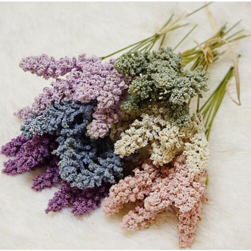 6Pcs/Pack Artificial Vanilla Mini Foam Berry Spike Artificial Flowers Bouquet for Home Plant Wall Decoration Cereals Plant Heap