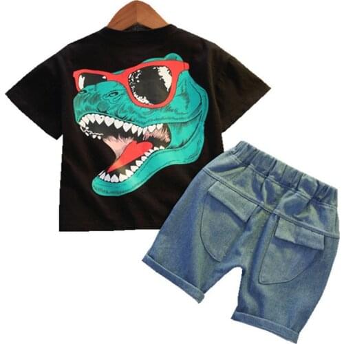 Infant Boys Outfits Newborn Print Clothes Suit Baby Cartoon Dinosaur Short Sleeve T-Shirt Shorts 2Pcs Toddler Girl Clothing Sets