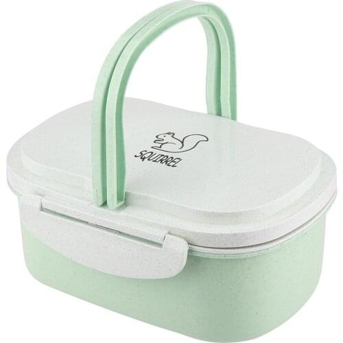 Wheat straw Lunch Box With Spoon Double Meal Snack Microwave Portable Packing Lunchbox Office School Picnic Dinner Fruits Case