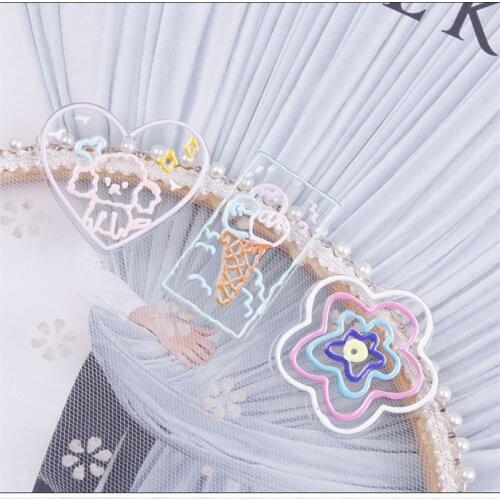 Summer 30pcs/lot Relief pattern geometry Transparent hearts flowers rectangle shape acrylic beads diy jewelry earring accessory