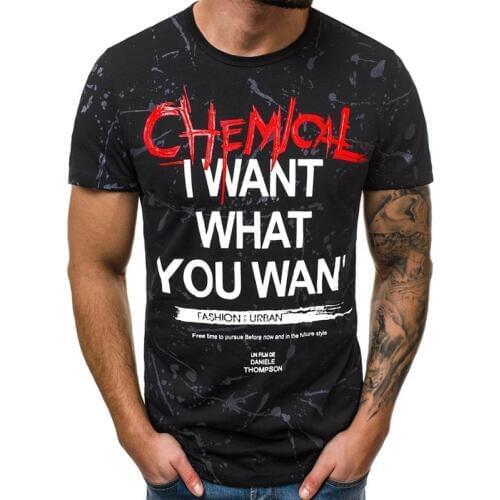 Summer Men T Shirt Fashion Print Short Sleeve T-Shirts Men O Neck Solid Casual T Shirt Men Plus Size Streetwear Mens Clothing