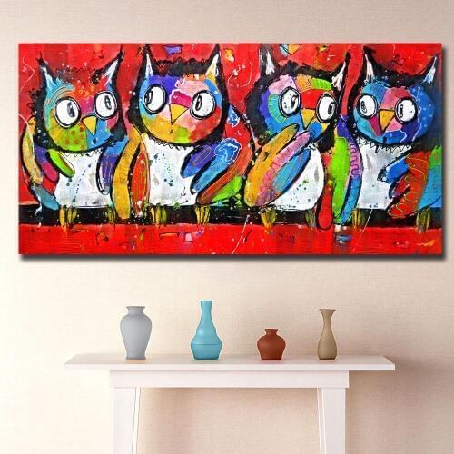 Fashion Oil Painting Wall Pictures Pop Art A group Owls Home Decor On Canvas Modern Wall Art Canvas Print Poster Canvas Painting