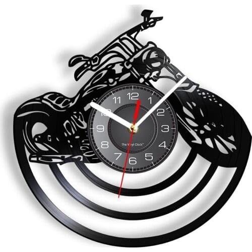 Motorcycle Motorbike Vinyl Record Wall Clock Professional Driver Teen Living Room Decor Disk Crafts Watch Gifts For Bikers