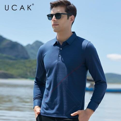 UCAK Brand Spring Autumn New Arrivals High Quality Casual Cotton Turn-down Collar Long Sleeve Polo-Shirt Men Clothing U5353