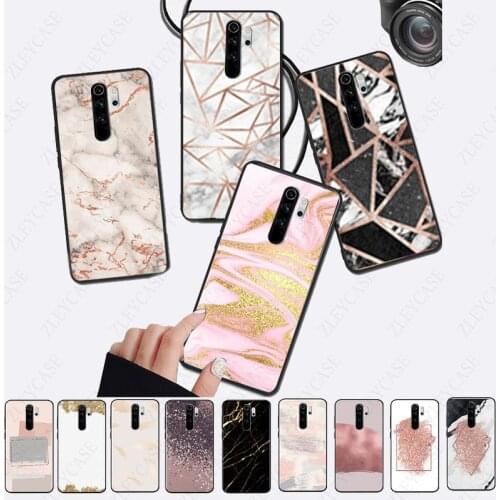 Soft Phone Case For xiaomi Redmi Note8pro note7 7 8 note9s mi8se mi9 mi10 mi9T note10 Cover Gold Rose Glitter black Love marble