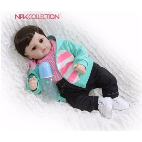 NPK 19inches New arrival reborn doll Silicone vinyl Lifelike toddler Baby boneca reborn hot toys playmate for children birthday