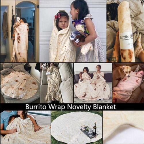 Tortilla Blanket Burrito 60" 70" 80" Blankets Round Corn and Flour Tortilla Sofa Warm Travel Bed Soft Blanket