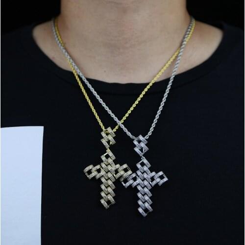 Hip Hop Cross Necklace For Women Men Jewelry Female 2021 Statement Iced Out 5MM cz tennis Chain Wholesale Gold Color Jewelry