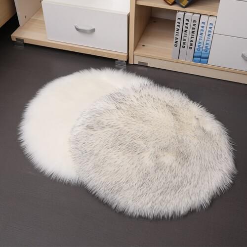 Plush Carpet Faux Fur Rug White Purple Black Pink Mat Round Circle Area Rugs Carpets for Home Living Room Bedroom Decoration