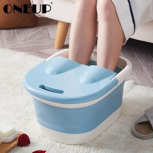 ONEUP Portable Folding Bucket Plastic Basin Massage Foot Tub High Capacity Folding Basin Camping Tools Home Bathroom Accessories
