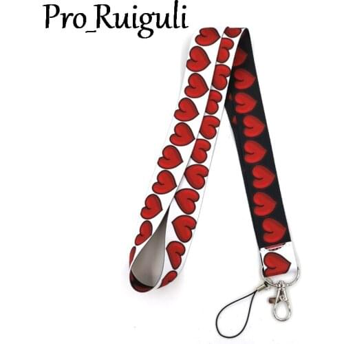 30pcs Red Hearts Love Couple Lanyard for Keys Phone Cool Neck Strap Lanyard for Camera Whistle ID Badge Cute webbings ribbons