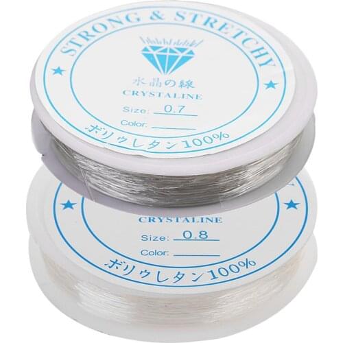 2 Rolls 10 Meter Clear Elastic Thread Cord Jewelry Making Accessories for DIY Bracelet 0.7mm 0.8mm