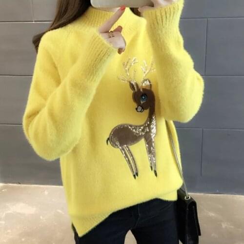 Women Cute Sweaters Fluffy Cashmere Jumper Turtleneck Pullover Womens Winter Sweaters 2020 Dropshipping