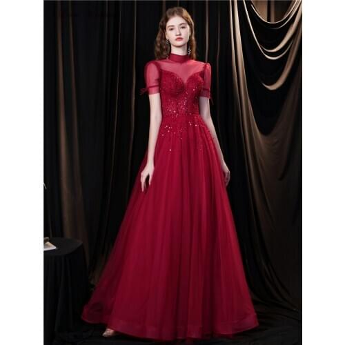 Short Sleeves sequin Beading Evening Dress A Line Sweetheart Girls Banquet Gown Celebrity Sukienki Vestidos De Graduación 2021