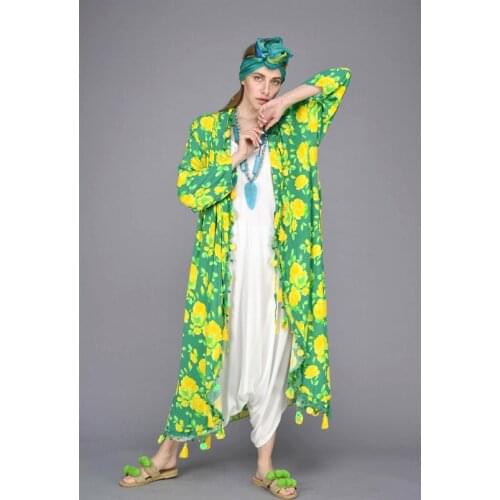 Rose Patterned Tassel Detailed Boho Cape 2021 New Season Womens Cap Clothing With Plus Size Options 4xl 5xl 6xl 7xl 8xl