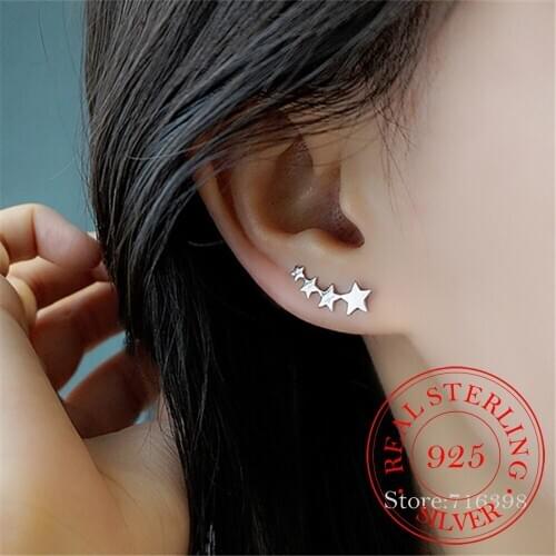 925 Sterling Silver Star Stud Earrings For Women Kids Wedding Jewelry boucle d'oreille Hypoallergenic