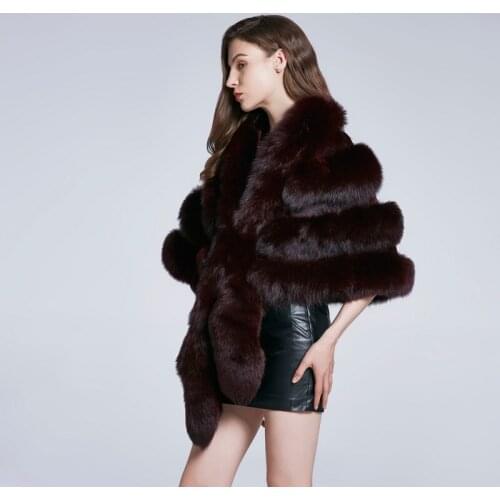 Womens Winter Scarves Fur Coats Fox Fur Coats Shawls Furry Short Coats Horizontal Stripes Fox Fur Collars New Discounts