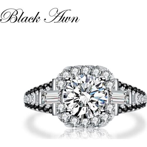 [SODROV] 925 Sterling Silver Jewelry Trendy Wedding Rings for Women Engagement Ring Femme Bijoux Bague Size 6 7 8 C150