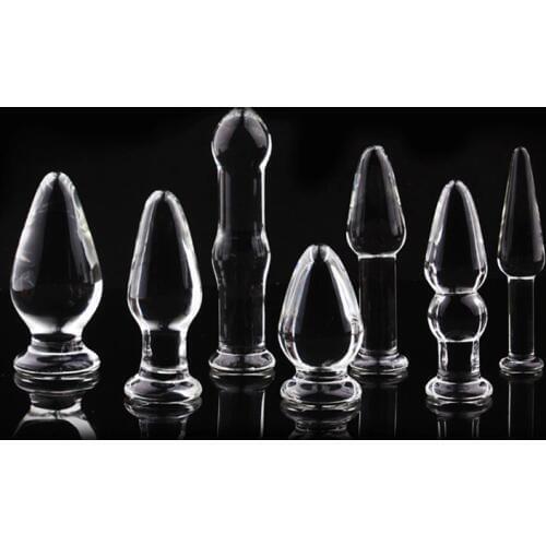 1Pc Glass Anal Butt Plugs Crystal Dildos Beads Ball Erotic Stimulator Fake Penis Female Masturbate Sex Toys for Couples