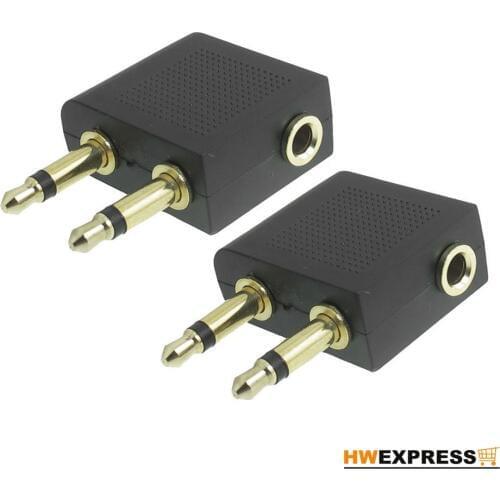 10 PCS Plated 3.5mm Female to Double Male F/M Airplane Headphone Socket Adaptor