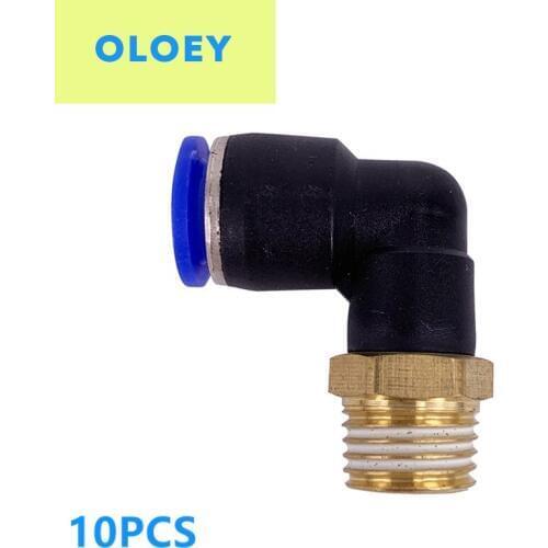 10PCS PL Male elbow Port size OD:4 6 8 10 12mm Thread1/8" 1/4" 3/8" 1/2"BSP male Airtac type pneumatic fittings joint