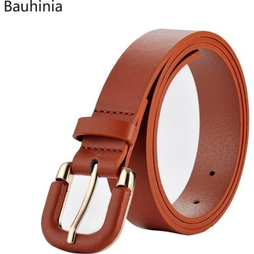 2021New 2.8cm Design Fashion Alloy Pin Buckle Ladies Belt Red Brown Casual Delicate Decoration Jeans Belt