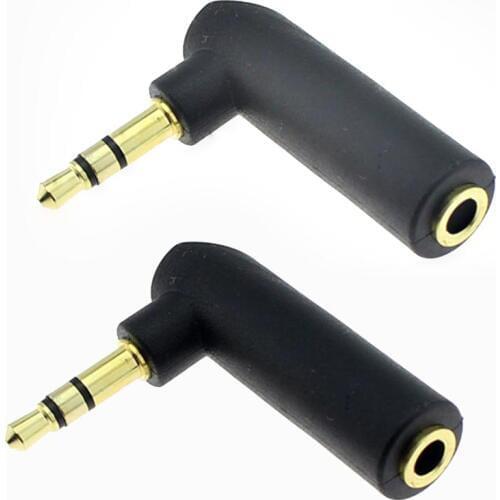 5pcs 3.5mm Jack Male To Female Connector Three Headphones Plug Right Angle 90 Degrees Elbow L-type Conversion Head Gold-plated