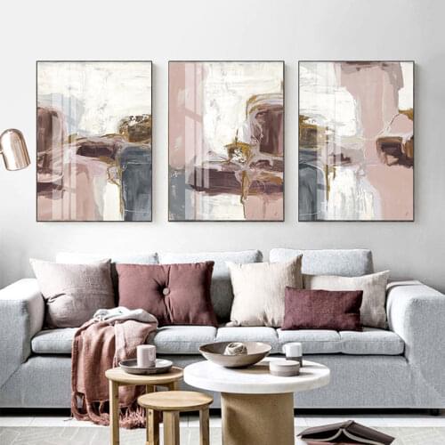 Abstract Marble Canvas Print Paintings Brown Pink Oil Poster Nordic Wall Art Pictures on Canvas Living Room Office Home Decor
