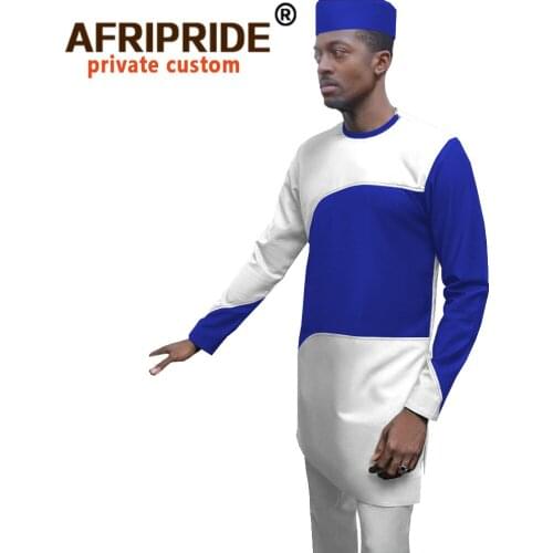 African Traditional Clothing for Men Dashiki Top Pant Hat 3 Piece Outfit Set Ankara Shirt with Trouser Tracksuit Cotton A2016026