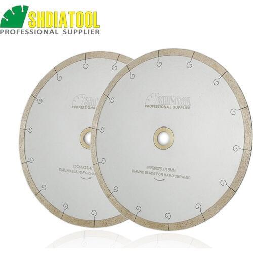 SHDIATOOL 2pcs Dia 200mm/8" or 250mm/10" Diamond Ceramic Saw Blades with Hook Slot Hot-pressed Diamond Cutting Disc for Tile