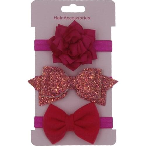 Baby headband Flower Headbands hair band Sequin Bowknot Lovely Headwear Children Kids Princess girls Hair Accessories 3pcs/lot