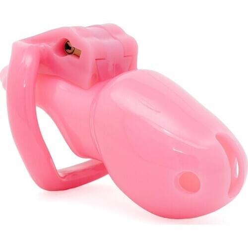 Stop Masturbation Chastity Belt Device Pink Plastic Cock Cage with 4 Penis Ring Lock BDSM Fetish Bondage Adult Games 18+ Sex Toy