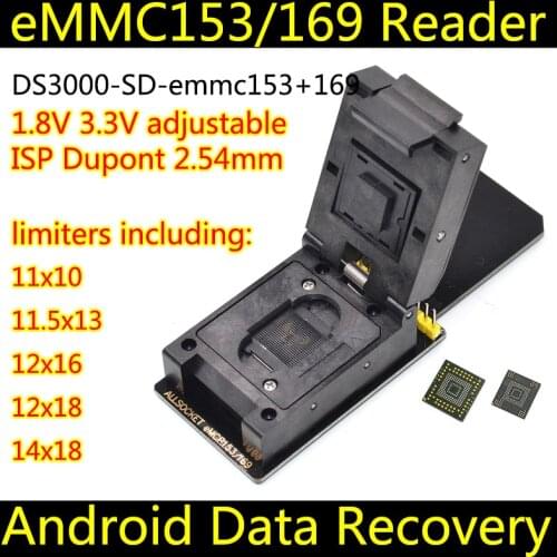 EMMC socket eMMC169 153 socket SD with 5 size limiters, nand flash testing.Programming Adapter,BGA169 BGA153 PES325