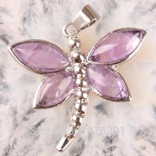 Purple Crystal Onyx Carnelian Butterfly Bead Pendant 1Pcs