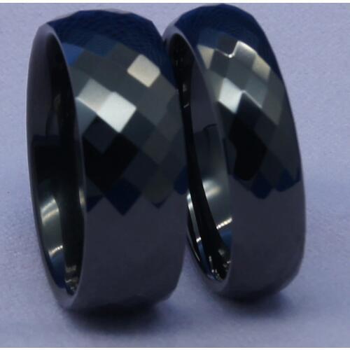 Classic facet 8mm black hi-tech scratch proof ceramic ring 1pc