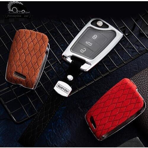 Zinc alloy leather Car Key Case Bag Cover For Volkswagen VW Golf 7 Tiguan Touran For Skoda Octavia A7 RS For Seat Leon Ibiza