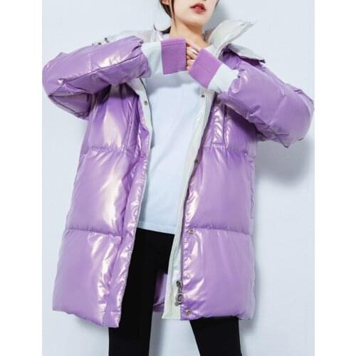 New Candy colors Down Coats Women White Duck Down Jacket Parka Female Long Warm Down Jacket Coat Woman Hooded Jackets Loose Coat