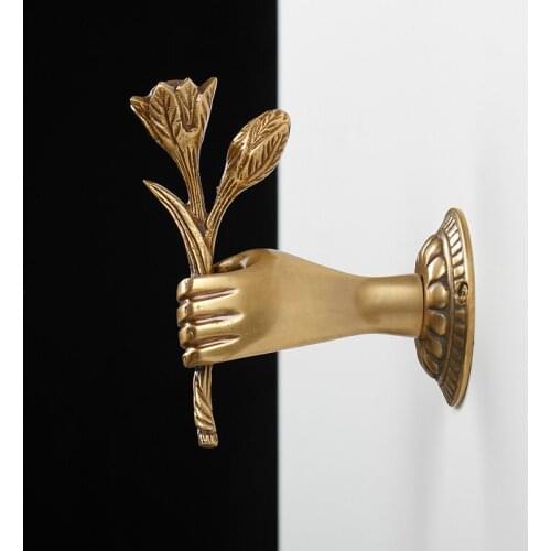 Rabbit Brass Hook Animal Wall Decoration Retro Hanging Hook Home Decoration Wall Hanging Creative Flowers American Retro