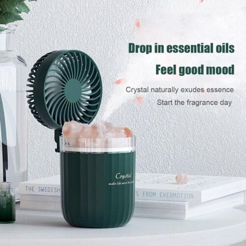 2 in 1 Mini Humidifier Air Cooler Fan Summer Home Office Desktop Humidifier Aroma Diffuser Misting Cooling Fans USB Rechargeable