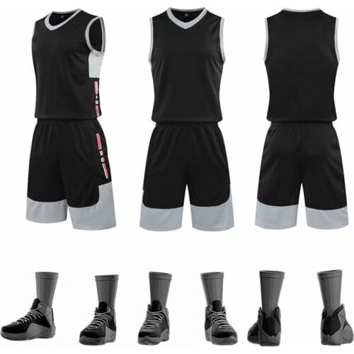 Throwback Basketball Jersey Sets 2021 Men Women Blank Team Basketball Training Sportswear Clothes Pockets Running Shirt UniformS